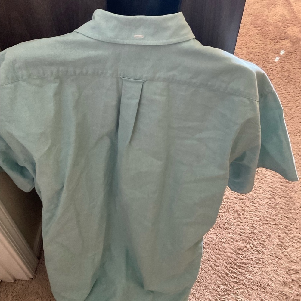 Men’s use size L large blue Facconable shirt sleeve button front cotton shirt - Picture 5 of 5